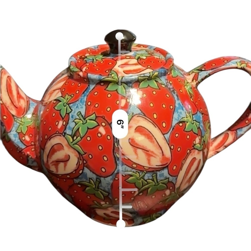 Paul CARDEW DESIGN Classic STRAWBERRIES TEAPOT w/LID Made in ENGLAND 5 Cups - Picture 8 of 10